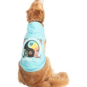 Justice Pet Polyester Printed Fleece Dog Hoodie, Turquoise, X Small